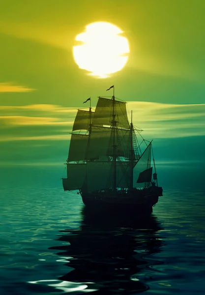 日出时的帆船 — 图库照片