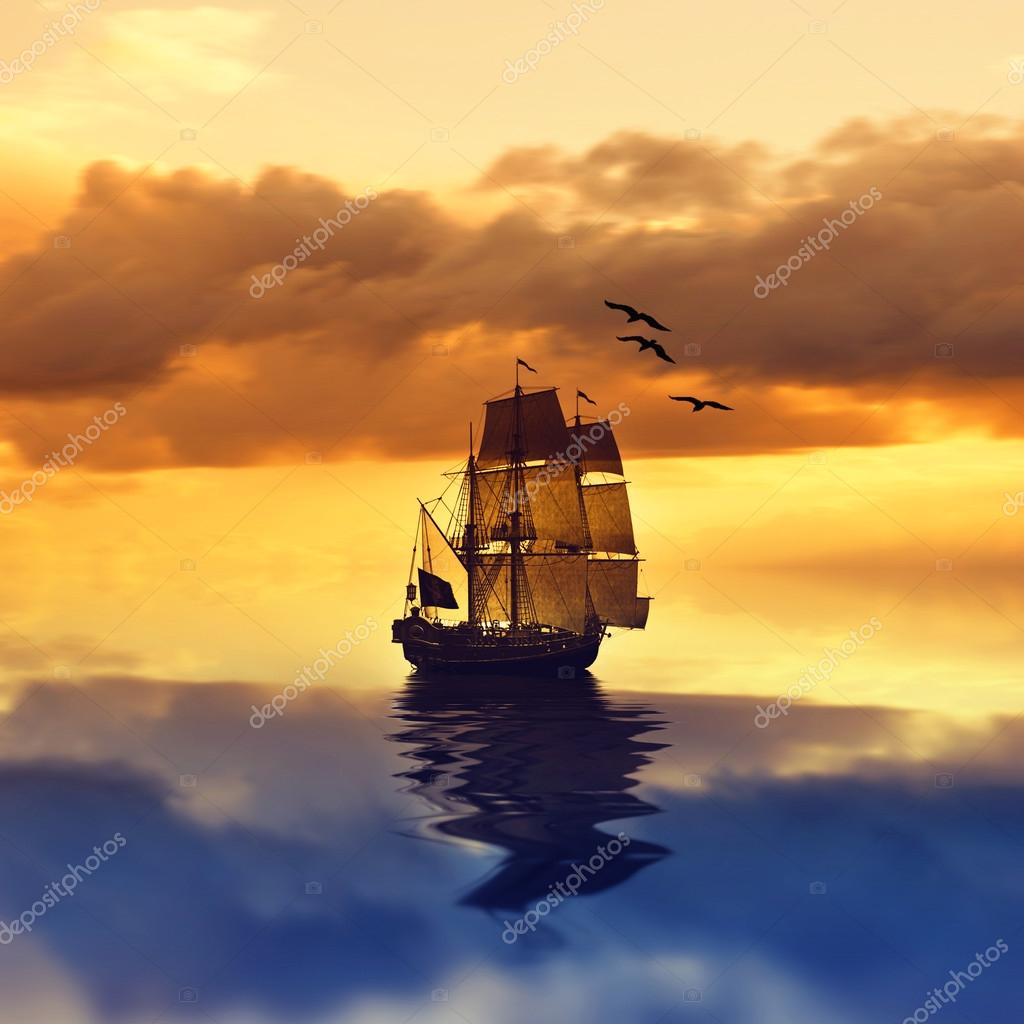 Sailboat During Sunrise Stock Photo By C Jeneva86