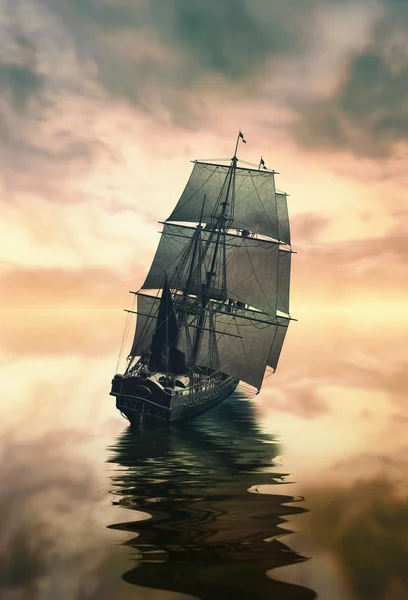 Sailboat during sunrise — Stock Photo, Image