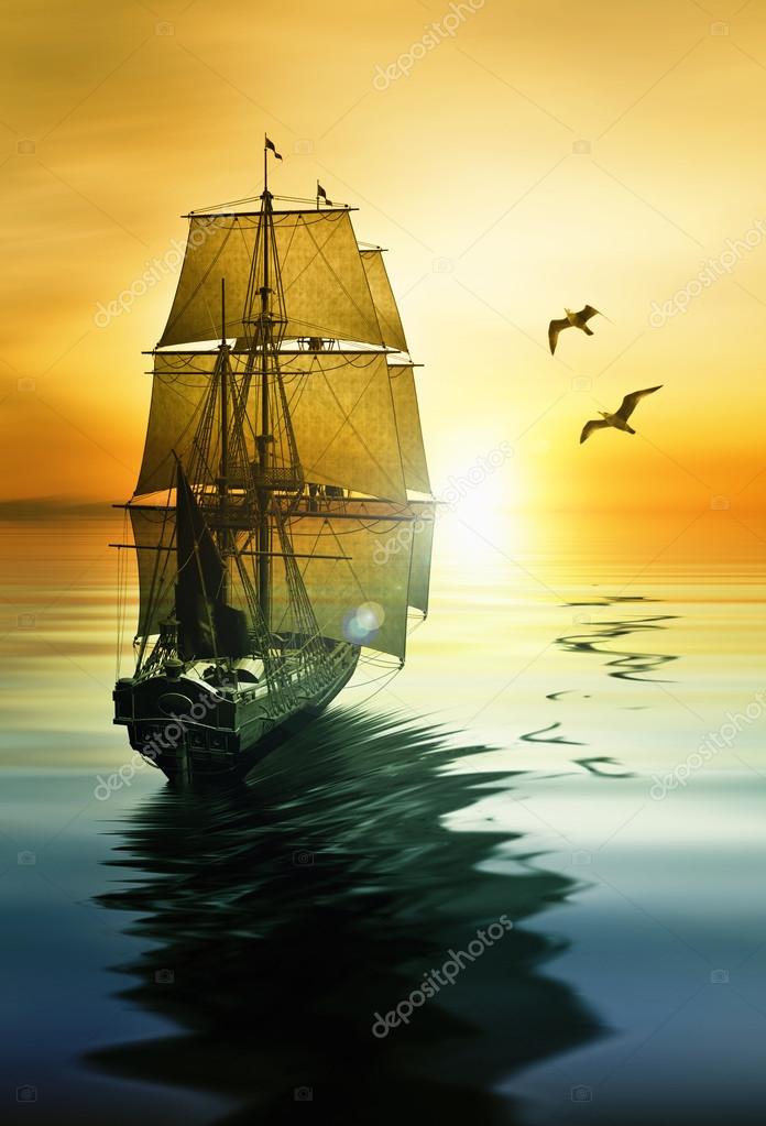 Sailboat During Sunrise Stock Photo By C Jeneva86