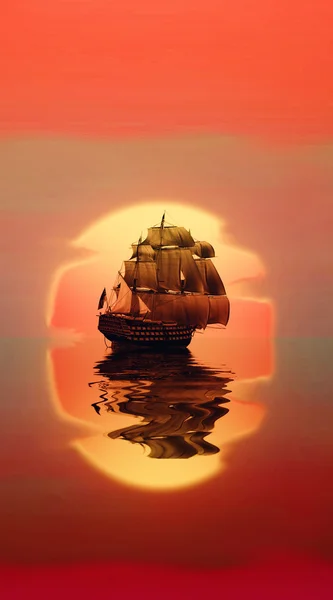 Segelboot bei Sonnenaufgang — Stockfoto