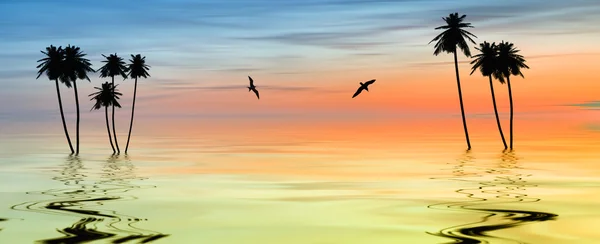 Bela paisagem com pássaros — Fotografia de Stock