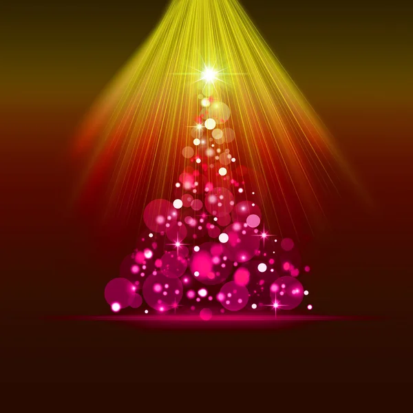 Kerstkaart met roze fir tree — Stockfoto