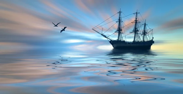 Velho navio no mar — Fotografia de Stock