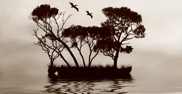 Bela paisagem sépia — Fotografia de Stock