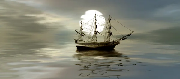 Old Ship drifting over sea — Stock Photo, Image