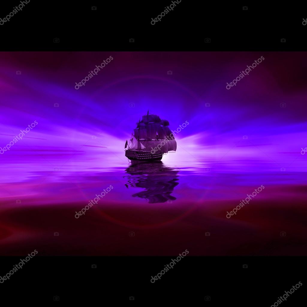 Sailboat melawan pemandangan matahari terbenam — Stok Foto ...