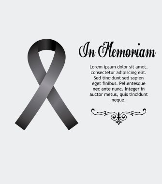 In memoriam, condolences icon over gray color background clipart