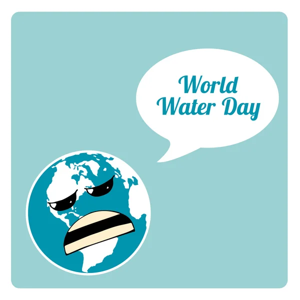 Planeta terra no dia de água mundial na cor azul — Vetor de Stock