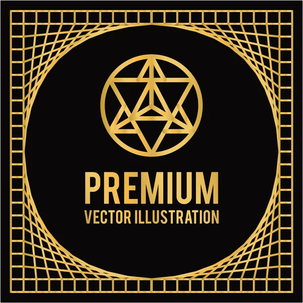 Premium geometric design in golden color and black backdrop — Stock Vector