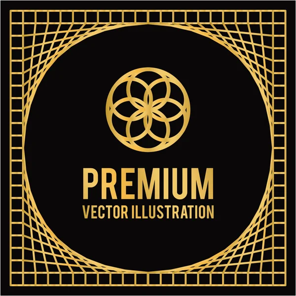 Premium geometric design in golden color and black backdrop — Stock Vector