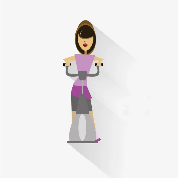 Femme Fitness, plat Design en fond de couleur blanche — Image vectorielle