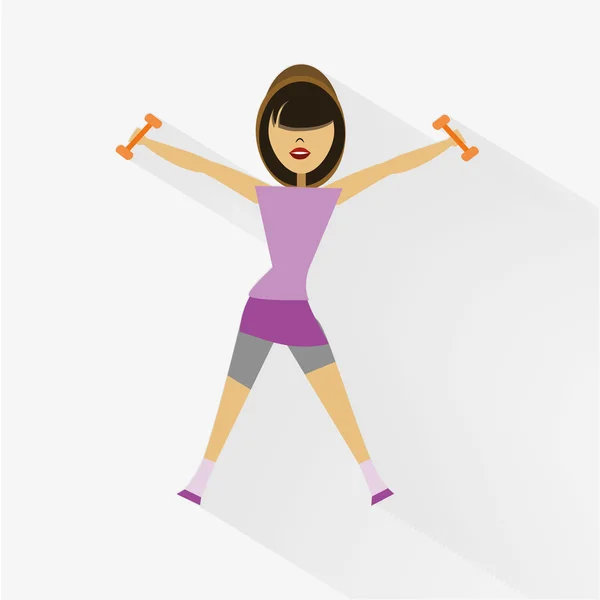 Woman Fitness, flat Design em fundo de cor branca — Vetor de Stock