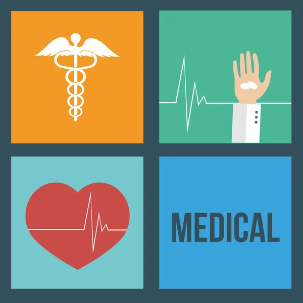 Set de ayuda médica, colores telón de fondo — Archivo Imágenes Vectoriales