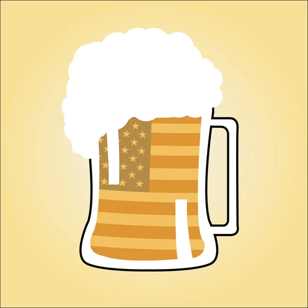 Glass of beer with flag of usa — Stock Vector