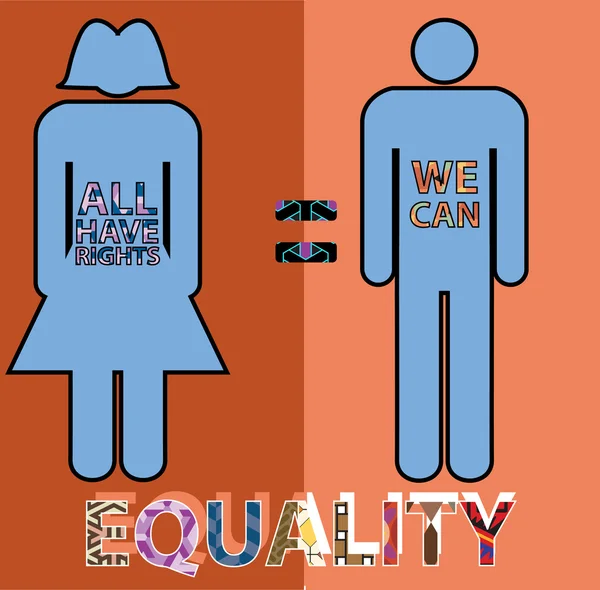 Silhueta de homem e mulher representando a igualdade — Vetor de Stock