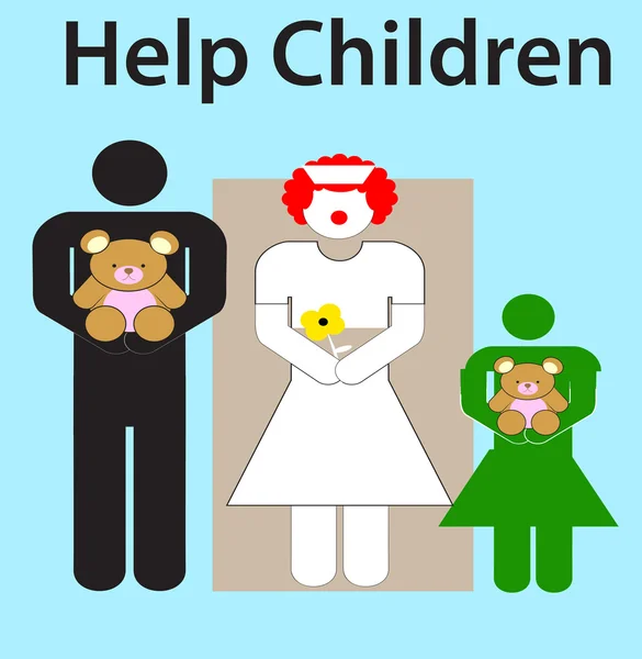 Help children vector, girl, nurse and man — Stock Vector