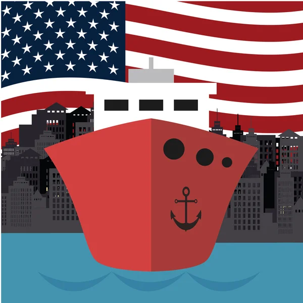 Utazás hajóval az USA-ban — Stock Vector