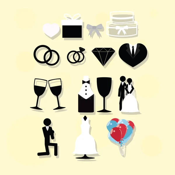 Design de mariage sur fond de couleur — Image vectorielle