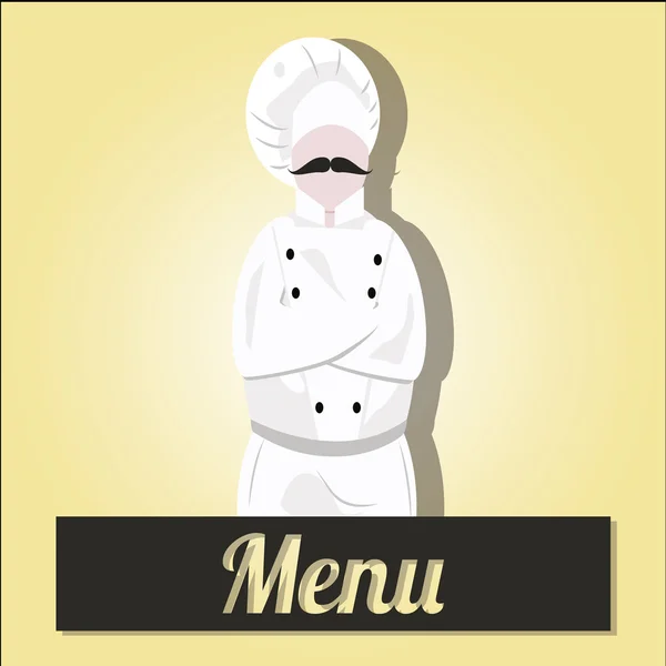 Chef y menú ilustración sobre fondo de color — Vector de stock