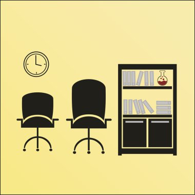 Office sahne illüstrasyon renk arka plan üzerinde