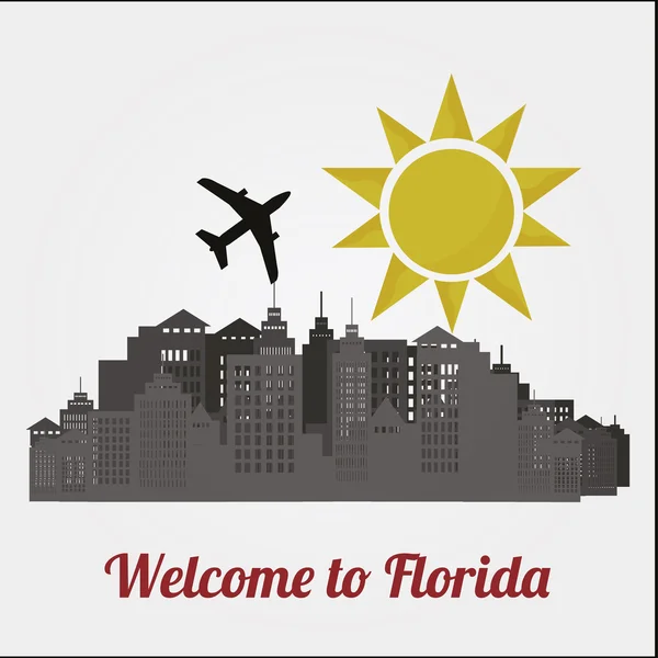 Добро пожаловать на иллюстрацию Флориды на цветном фоне — стоковый вектор