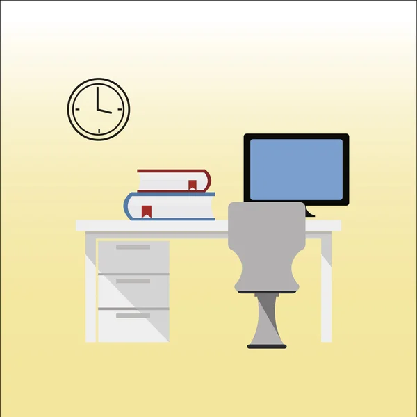 Office scen illustration över färgbakgrund — Stock vektor