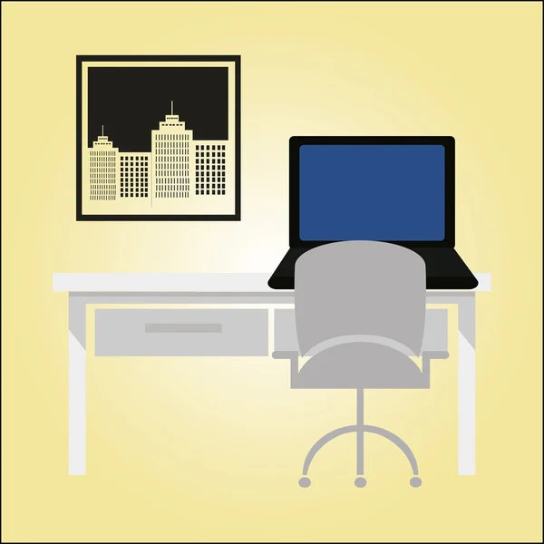 Office scen illustration över färgbakgrund — Stock vektor