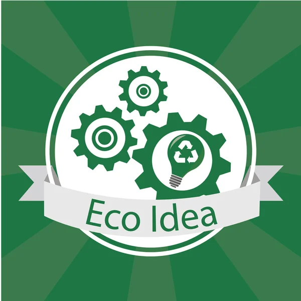 Eco Idea Design su sfondo di colore verde — Vettoriale Stock