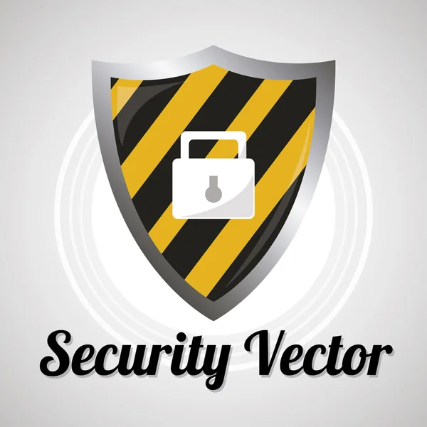 Shield security sistem for web or computer vector over gray colo — Stock Vector