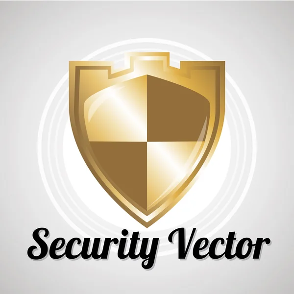 Shield security sistem for web or computer vector over gray colo — Stock Vector