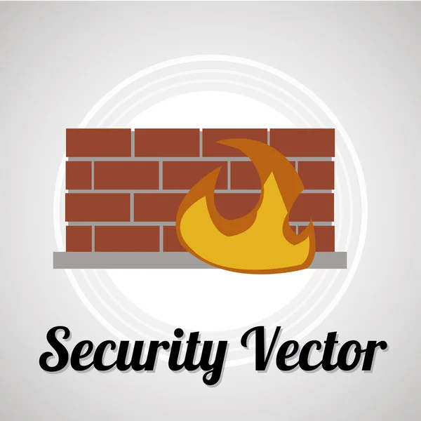 Sistema de seguridad de pared y fuego para web o vector de computadora sobre gr — Archivo Imágenes Vectoriales