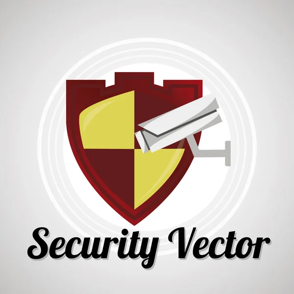 Fotoaparát a štít sistem zabezpečení pro web nebo počítač vektor ove — Stockový vektor