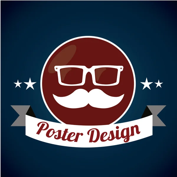 Design de pôster Hipster sobre fundo de cor azul — Vetor de Stock