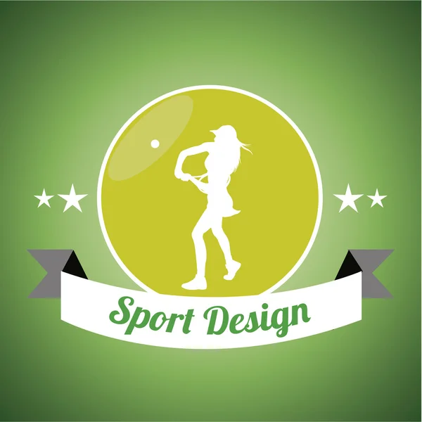 Silhouette du joueur de tennis sur fond de couleur verte — Image vectorielle