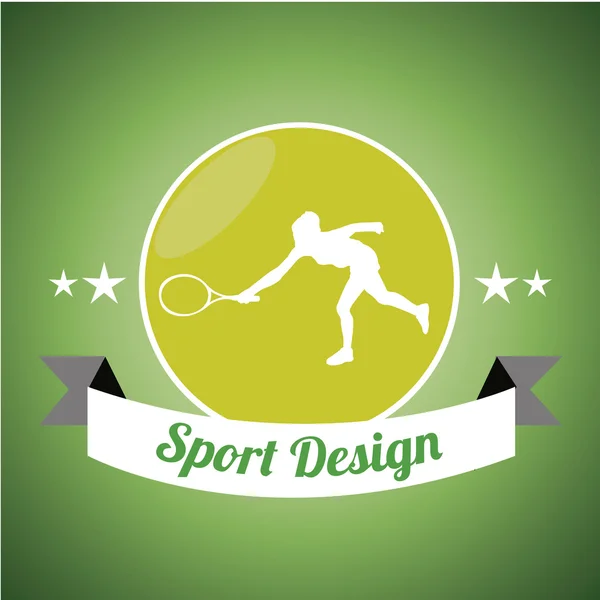 Silhouette of tennis player over green color background — Stock Vector