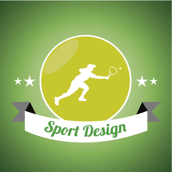 Silhouet van tennisspeler over groene kleur achtergrond — Stockvector