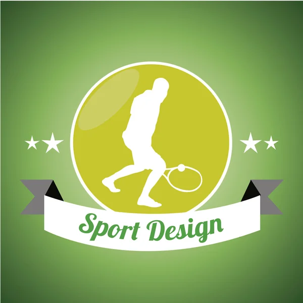 緑の色の背景の上のテニス選手のシルエット — ストックベクタ