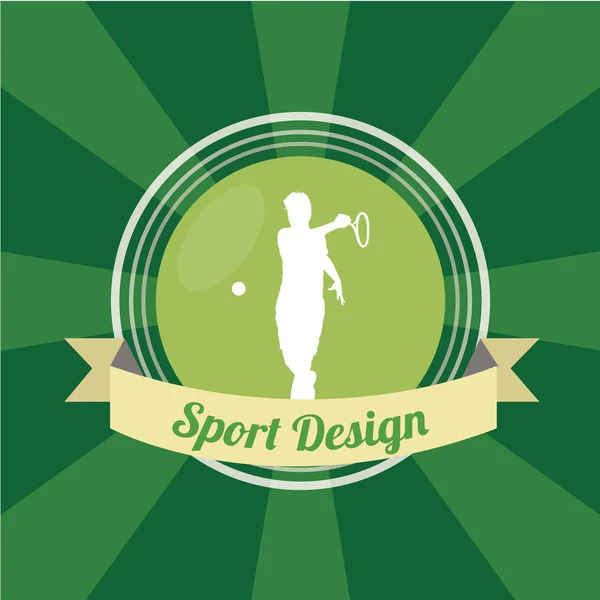 Silueta del jugador de tenis sobre fondo de color verde — Vector de stock