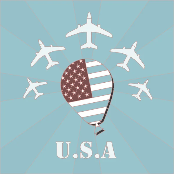 Légierő egy USA-ban illusztráció felett színes háttér — Stock Vector