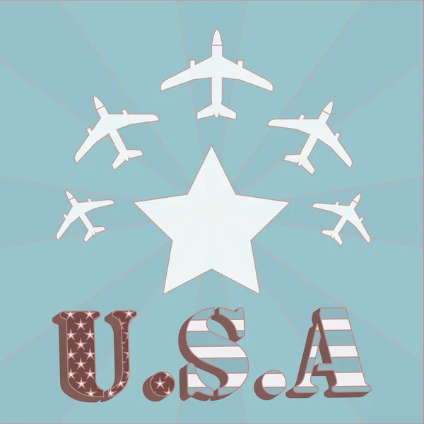 Ένα παράδειγμα u.s.a Πολεμικής Αεροπορίας πάνω από τις χρώμα φόντου — Διανυσματικό Αρχείο