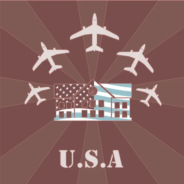 Ένα παράδειγμα u.s.a Πολεμικής Αεροπορίας πάνω από τις χρώμα φόντου — Διανυσματικό Αρχείο