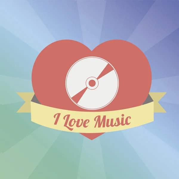 Love to the music illustration over color background — Stock Vector