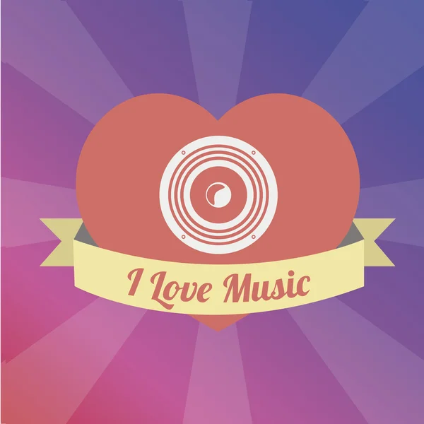Διάφραγμα αγάπη στην απεικόνιση μουσική πέρα από τις χρώμα φόντου — Διανυσματικό Αρχείο