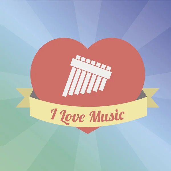 Müzik aleti aşk için müzik illüstrasyon renk üzerinde bac — Stok Vektör