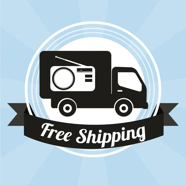 Free shipping illustration over blue  color background — Stock Vector