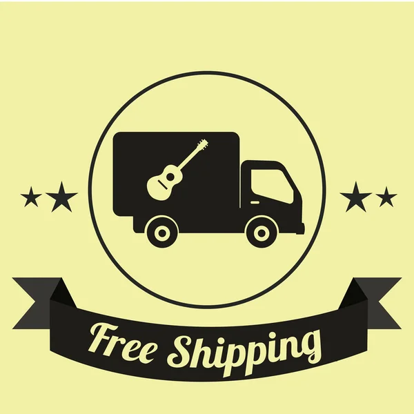 Free shipping illustration over yellow color background — Stock Vector