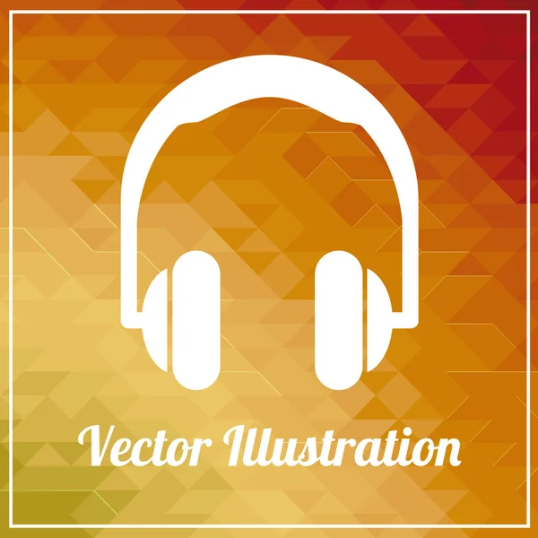 Ilustración de auriculares sobre fondo de color naranja — Vector de stock