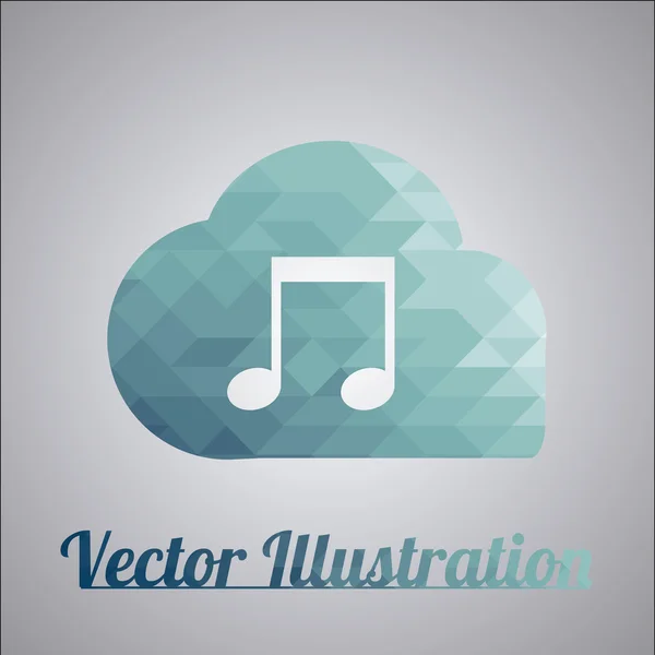 Nube con nota musical sobre fondo de color gris — Vector de stock