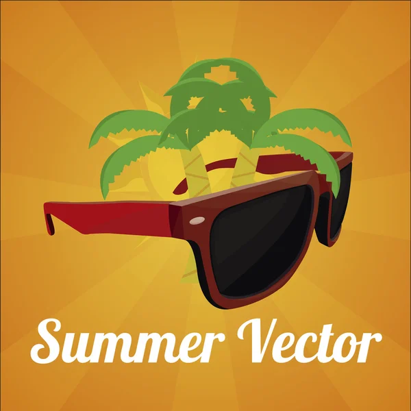 Summer glasses over orange color background — Stock Vector